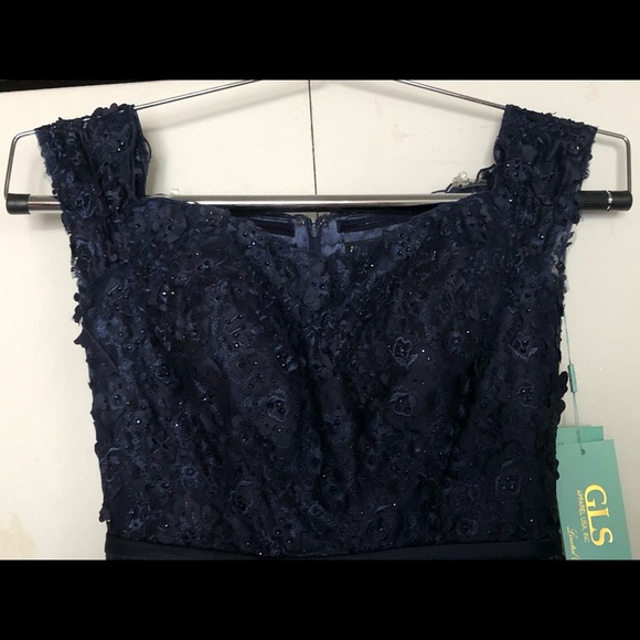 Elizabeth K GLS Formal dress New with Tags Hand Beaded prom party shoulder off - Picture 12 of 15